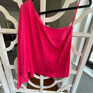Milly Hot Pink One Shoulder Silk Blouse Size 4